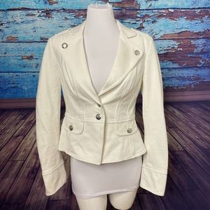 WHBM Ecru ivory cream womens military blazer 4